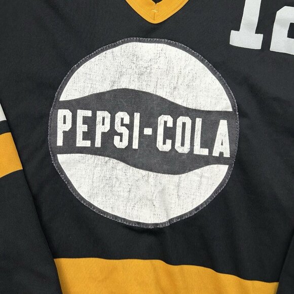 Maska Superfil Pepsi Cola Jersey Black Yellow Made In Canada VTG - Picture 2 of 10